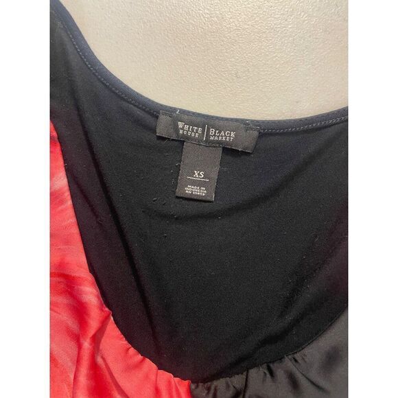 White House Black Market Red/black Floral Sleeveless Tiered Top XS - Picture 5 of 5